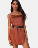 Datista Dress in Satin Dark Rust