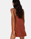 Datista Dress in Satin Dark Rust