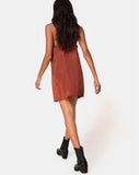 Datista Dress in Satin Dark Rust