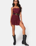 Datista Slip Dress in Satin Cheetah Burgundy