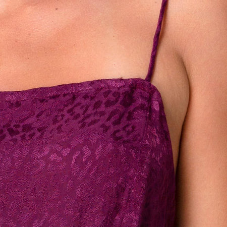 Datista Slip Dress in Satin Cheetah Grape