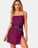 Datista Slip Dress in Satin Cheetah Grape