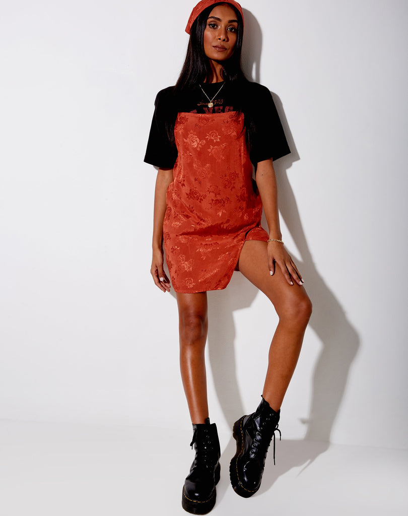 Copper Satin Floral Strappy Mini Slip Dress | Datista – motelgifting-com