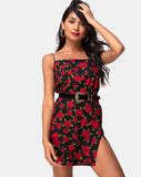 Datista Slip Dress in Roaming Rose Black