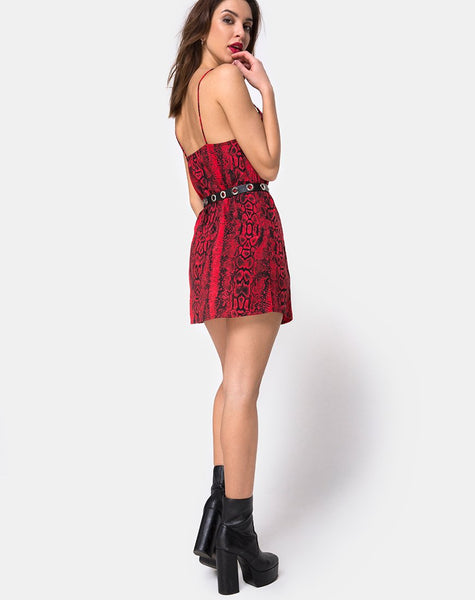 Datista Dress in Red Snake