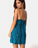 Datista Slip Dress in Snake Blue