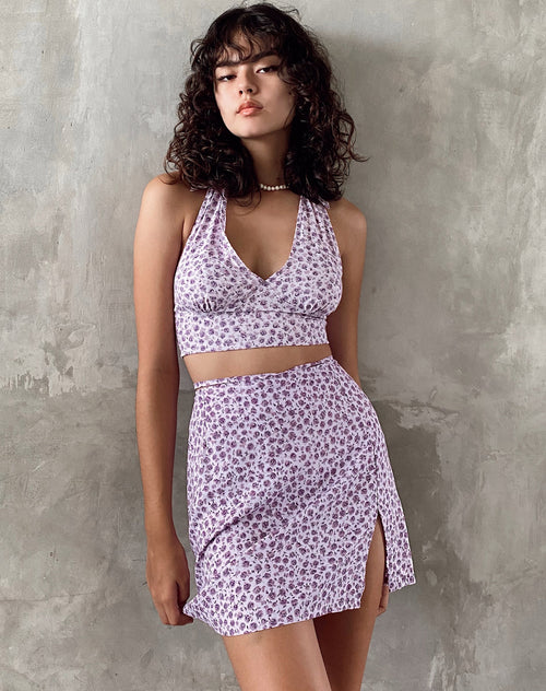 Image of Datri Crop Top in Ditsy Rose Lilac