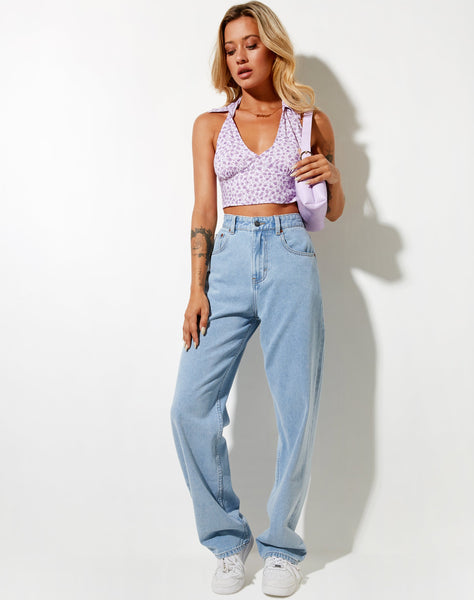 Image of Datri Crop Top in Ditsy Rose Lilac