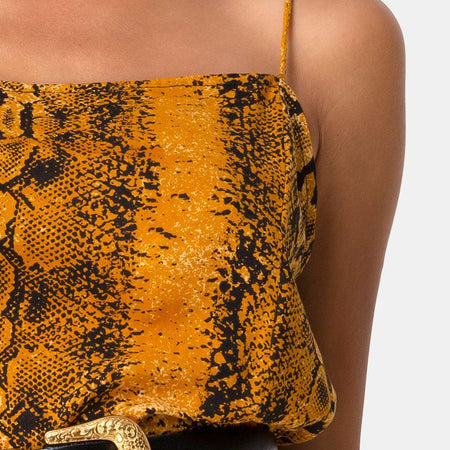 Datista Slip Dress in Snake Mustard