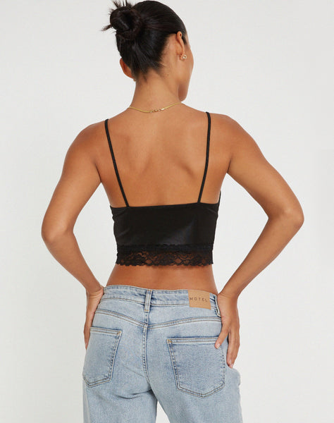 image of Datuk Crop Top in Satin Black