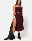 Daxita Dress in Romantic Red Rose Flock