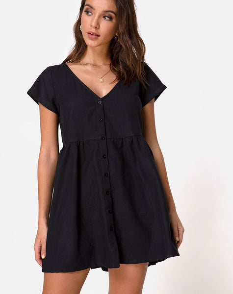 Deira Babydoll Dress in Black