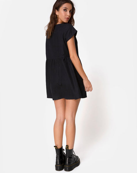 Deira Babydoll Dress in Black