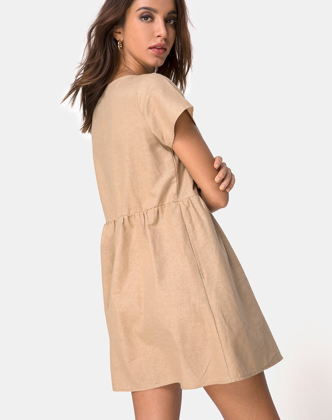 Deira Babydoll Dress in Stone