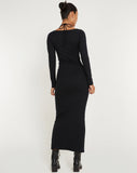 image of Delani Long Sleeve Midi Dress in Black