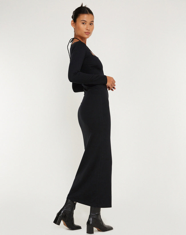 image of Delani Long Sleeve Midi Dress in Black