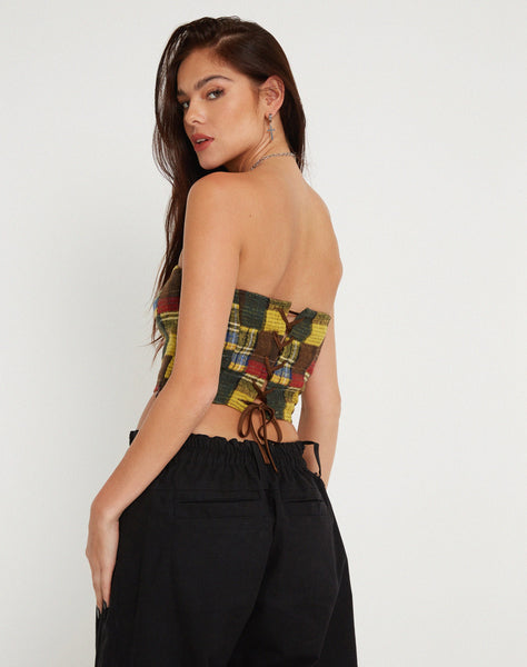 Image of Delny Bandeau Top in Mix Tartans