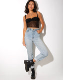 Delora Crop Top in Black Flock Flutterby