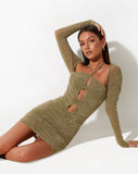 IMAGE OF Deloti Bodycon Dress in Mixed Animal Flock Olive