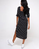 Deloya Midi Dress in 80's Polka Black