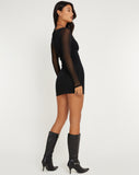 image of Delray Mini Dress in Black Mesh