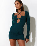 image of Delray Bodycon Dress in Lycra Forest Green