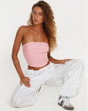 image of Den Bandeau Top in Gingham Pink