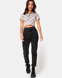 Dhen Crop Top in Grunge Check Taupe