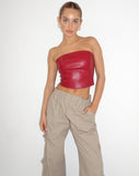 image of Dena Corset Top in PU Blood Red