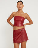 image of Dena Corset Top in PU Blood Red