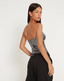 image of Dena Bandeau Crop Top in Silver Shimmer