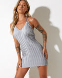 image of Denada Mini Dress in Crinkle Silver