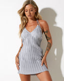 image of Denada Mini Dress in Crinkle Silver