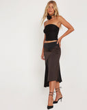 Image of Denala Midi Skirt in Two Tone Black Satin