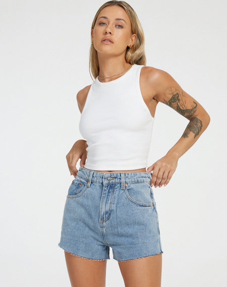 Mid Length Denim Shorts in Black Wash