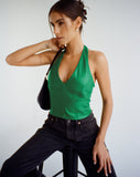 image of Depla Halterneck Top in Pu Kelly Green