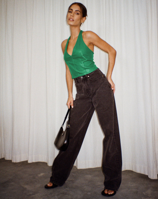 image of Depla Halterneck Top in Pu Kelly Green