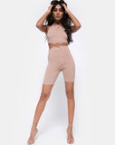 Dequa Cutout Unitard in Jersey Tan