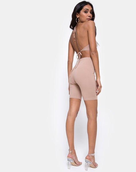 Dequa Cutout Unitard in Jersey Tan