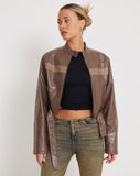 Image of Derby Zip Up Jacket in PU Tonal Brown