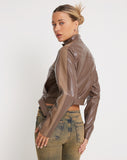 Image of Derby Zip Up Jacket in PU Tonal Brown