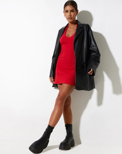 image of Desak Mini Dress in Rib Racing Red