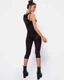 Devile Unitard in Sheer Mesh Black