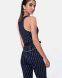 Devile Unitard in Pinstripe Navy