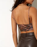 Devina Crop Top in Satin Marble Cocoa