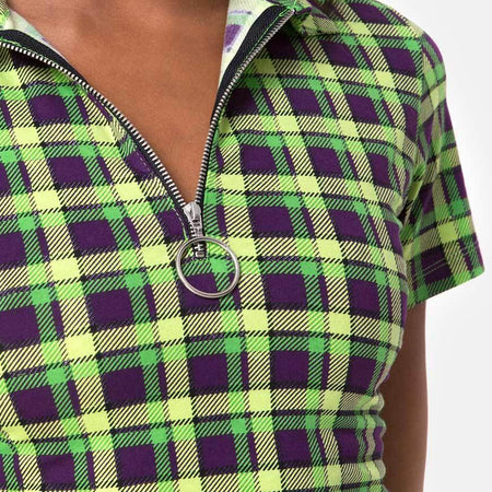 Dhen Crop Top in Green and Purple Check