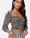 Dimen Crop Top In Wild Tulip Black