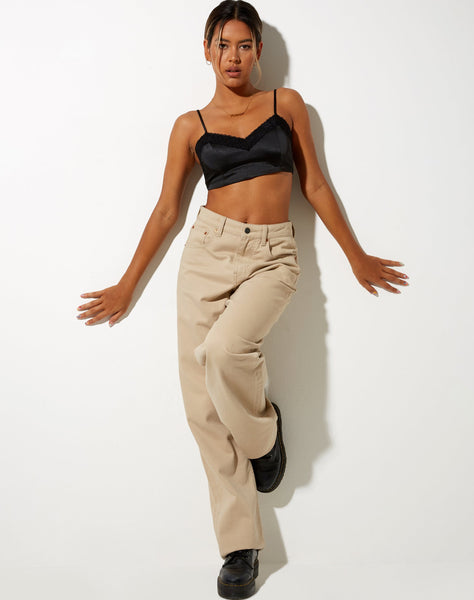 Image of Dinie Crop Top in Satin Black