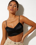 Image of Dinie Crop Top in Satin Black