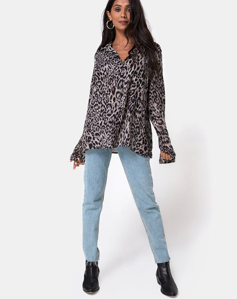 Disam Shirt in Leopard Grey